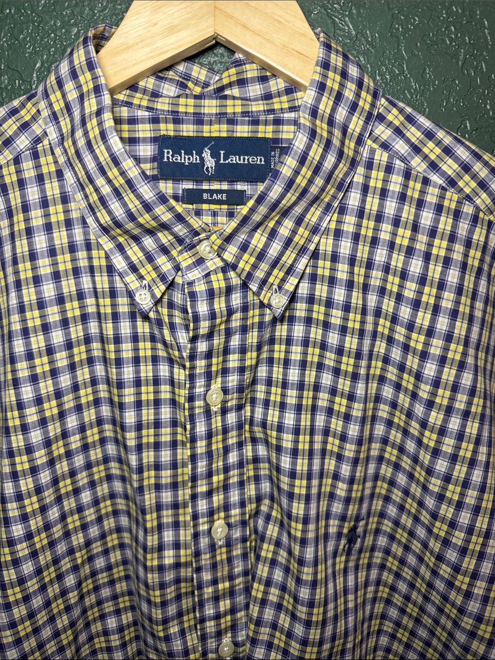 POLO Ralph Lauren Blake Short Sleeve Plaid Button Up XL Blue Yellow